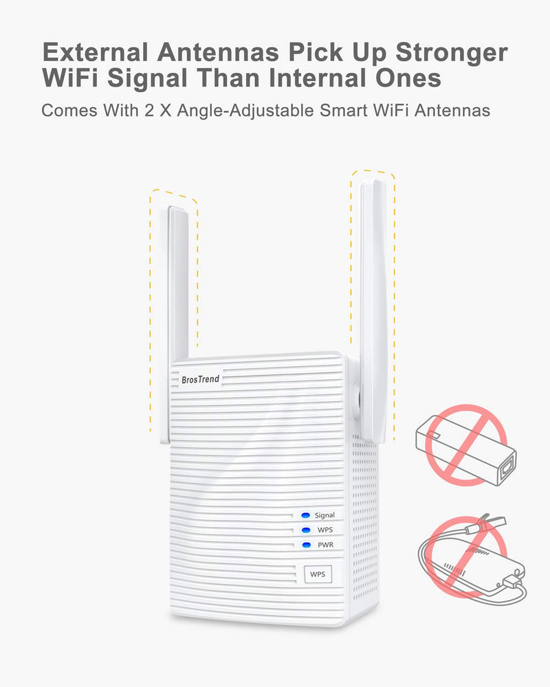 BrosTrend AC1200 WiFi to Ethernet Adapter, 1200Mbps Dual Band Universal Wireless Bridge for Printer, Smart TV, Blu-Ray Player, PlayStation, Xbox, etc, WPS Easy Setup, Connect a Wired Device to Wi-Fi