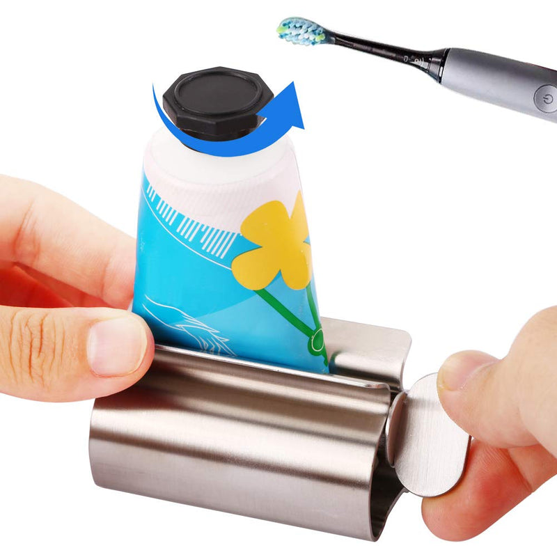 Toothpaste Squeezer - Metal Tube Squeezer Stainless Steel Tube Wringer UDQYQ Toothpaste seat Holder Stand (3 Pack) Silver