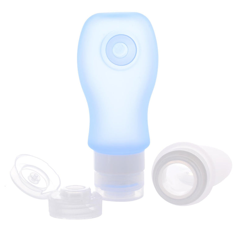 3-Pack (Blue, Clear) Best Travel Bottles 3 oz Set with Bag - Shampoo Travel Containers