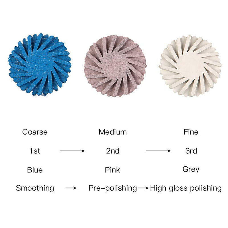 6Pcs Dental Rubber Polisher Composite Resin Polishing Wheel Spiral Flex Polishier Diamond System RA Disc Kit 14mm