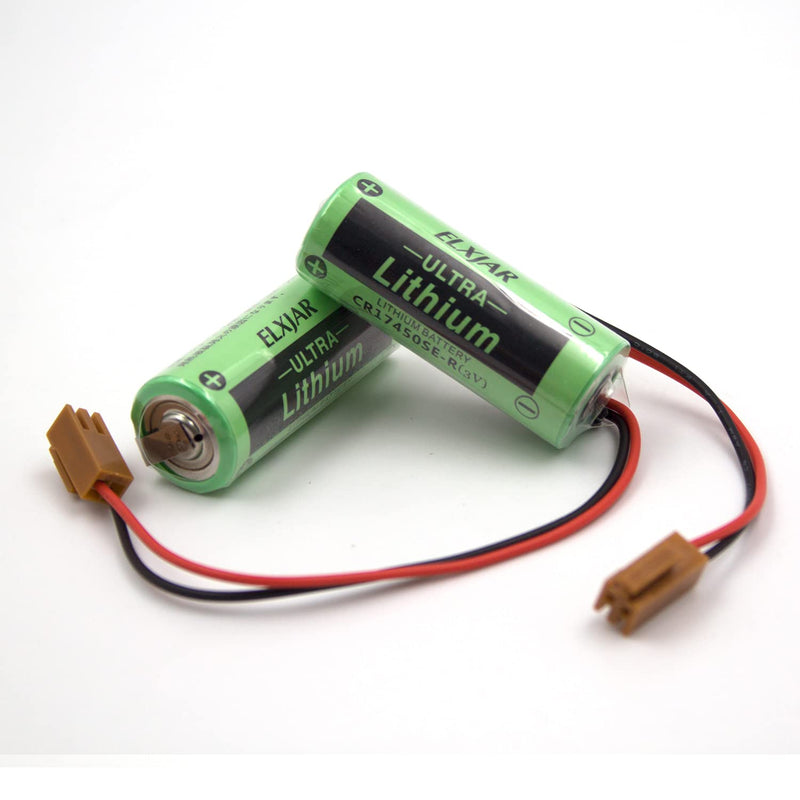 (2-Pack) 3V 2200mAh PLC Replacement Battery for SANYO CR17450SE-R A98L-0031-0012 - CR17450-17450, FANUC CNC Series Power Mate iD, PowerMate iH, 0i-B/0i-Mate-B, 15-B, 15i-A, 15i-B, 16/18-B, 16i/18i/21i