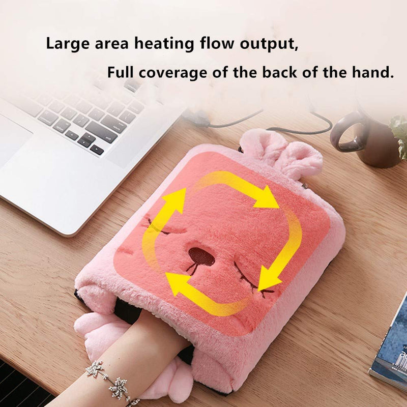 Heated Hand Warmer Mouse Mat-[Newest 2020 ] USB Heated Mouse Pad Winter Warm Plush Electric Hand Warmer with Wrist Support Timing Switch and Temperature Adjustable Features, Cool Winter Gift (Pink) (Pink)