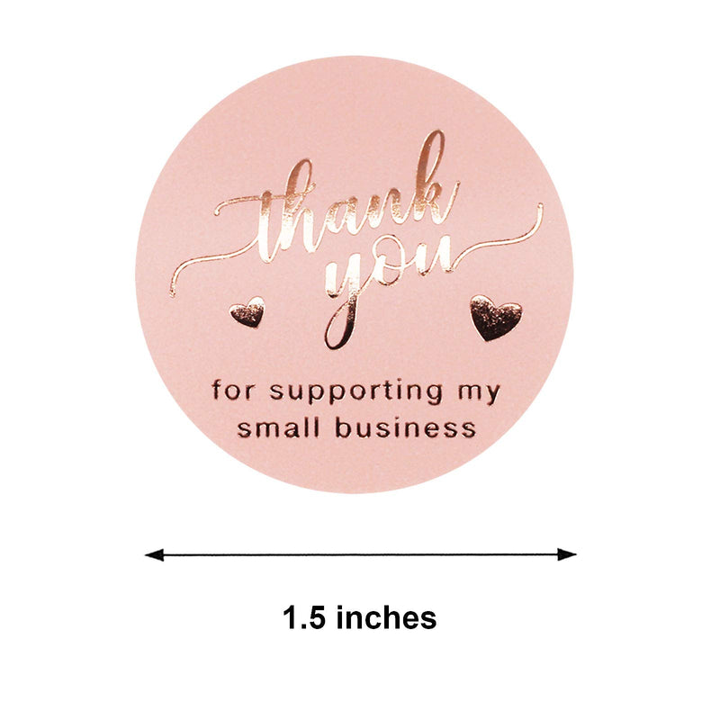 JDYFQIAN Thank You Stickers Roll 500pcs 1.5” Thank You for Supporting My Small Business Stickers with 4 Designs Gold Foil Thank You Stickers Labels for Business Pink Thank You Small Business Stickers