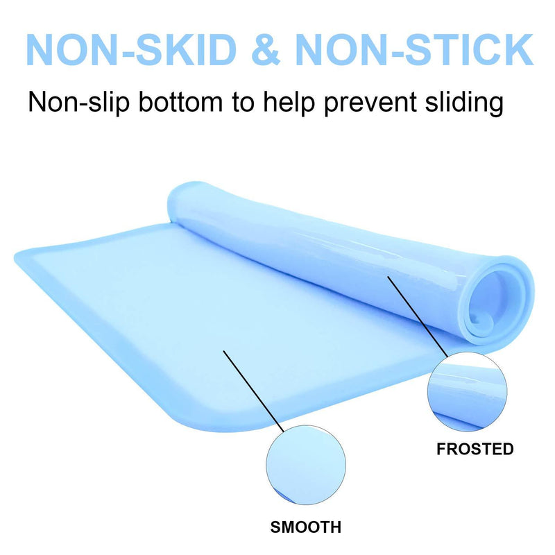 Silicone Placemats for Kids, Baby Toddlers Non-Slip Tablemats Stain Resistant Anti-Skid Reusable Dishwasher Safe Table Mats, Portable Food Mat Travel (2Pack,Baby Blue) 2pack-baby Blue