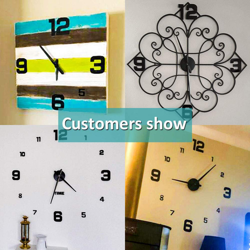 Mintime Modern Frameless DIY Wall Clock Large 3D Wall Watch Mirror Numbers for Home Office Decorations Black-005