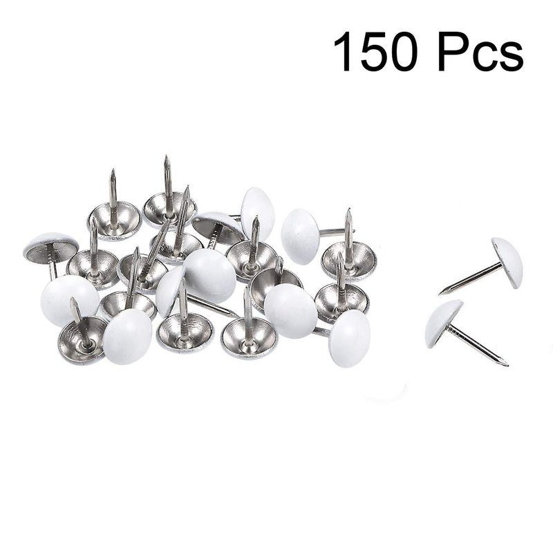 uxcell Upholstery Nails Tacks 11mm White Round Head 17mm Length Thumb Push Pins for Furniture Sofa Headboards, 150 Pcs