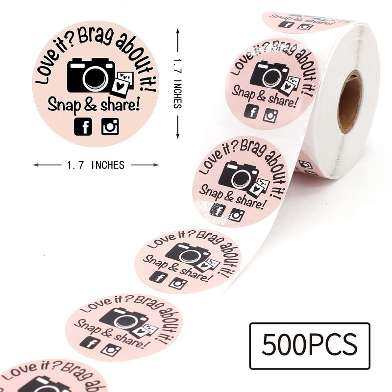 Littlefa 1.5” Snap Share with Camera Design Thank You Stickers,Bakeries Stickers,Handmade Stickers,Small Business Stickers, Envelopes Stickers, Gift Bags Packaging 500 PCS