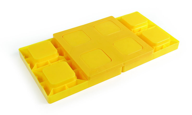 Camco Durable Leveling Block Caps - Securely Fits on Top of Your Leveling Blocks to Create An Even Surface Without Increasing Stack Height - 4 Pack (44500) , Yellow Leveling Block Caps - 4 Pack Standard Packaging