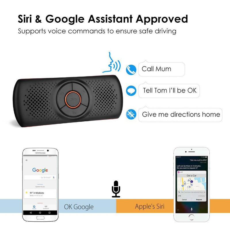Bluetooth Handsfree Speakerphone for Cell Phone, NETVIP Wireless Car Kit Music Player Adapter with Back-Clip Portable Bluetooth Speaker for Home/Sport/Outdoor, Work with Siri/Google Assistant/TF Card Orange