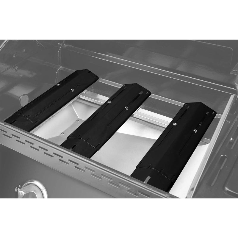Unicook Porcelain Steel Heat Plate, Extends from 11.75" up to 21" L, Pack of 1, Grill Replacement Parts, Heavy Duty Adjustable Heat Shield, Heat Tent, Burner Cover, Flame Tamer for Barbecue Gas Grill
