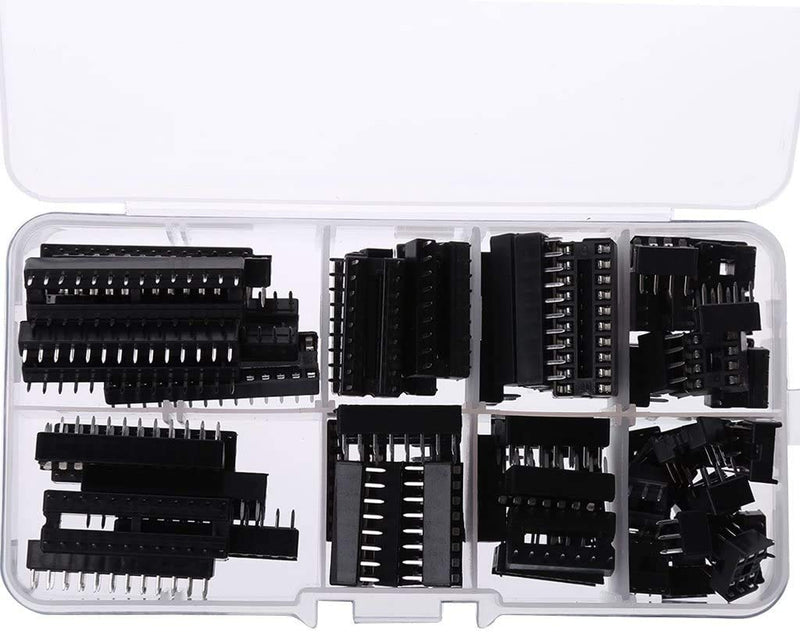 DollaTek 66pcs Dip IC Socket Adapter Solder Socket Kit 6/8/14/16/18/20/24/28 Pins