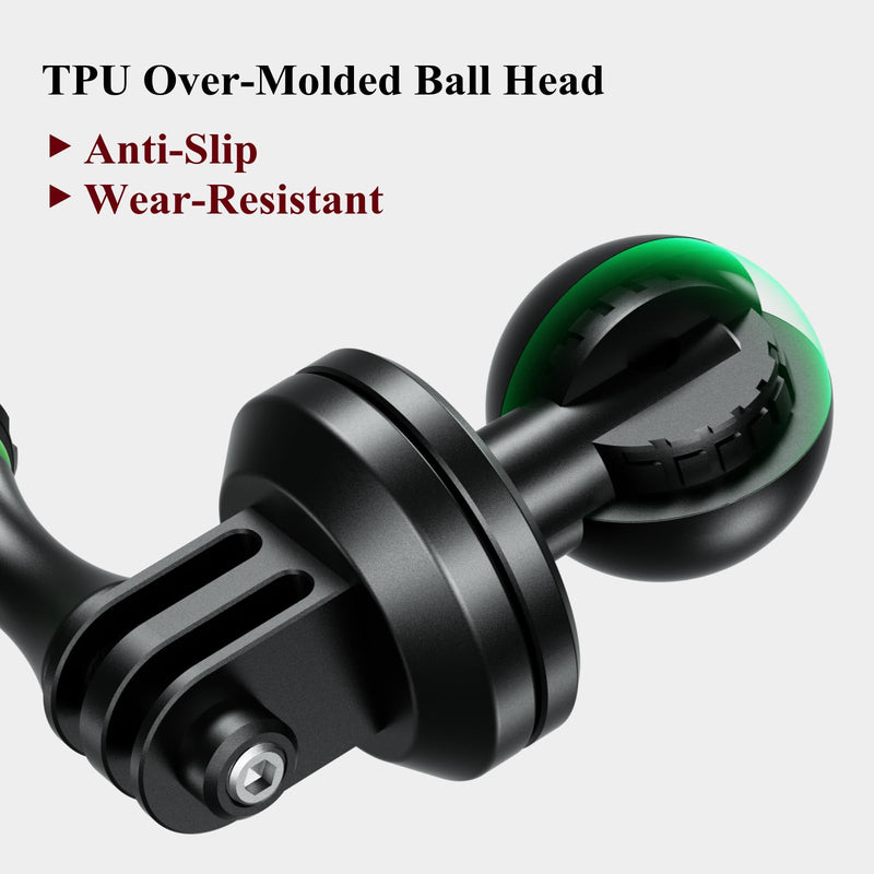 BRCOVAN Aluminum Alloy Tripod Mount Adapter with Camera 1/4"-20 Thread & 1'' TPU Ball Fit for RAM Mounts B Size Doulbe Socket Arm, for Gopro Hero Action Camera/DJI/Insta360/Camcorder/Field Monitor