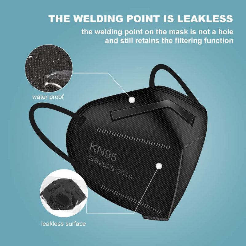 YOTU 30 Pcs Kn95 Face Mask Black,5-ply Cup Dust Mask,Breathable & Comfortable,Filter Efficiency ≥95%,Individually Wrapped (Black-30pcs) Black-30pcs