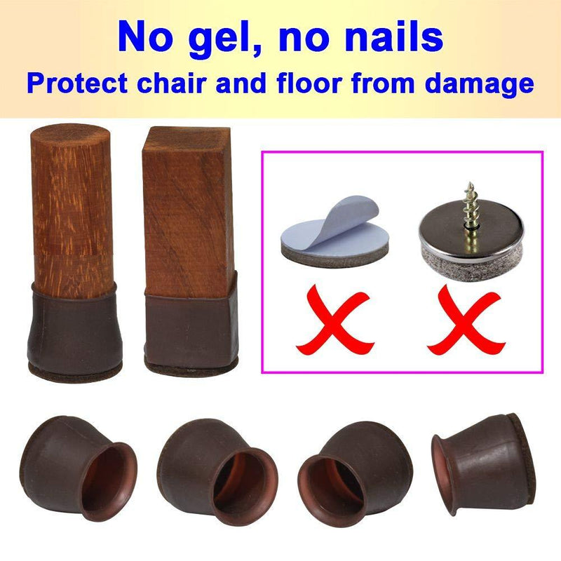 2" Large Chair Leg Covers, Felt Bottom Silicone Furniture Foot Protector Pads, 16 Pcs Free Moving Table Leg Covers, Stool Leg Protectors Caps to Prevent Floor Scratches and Reduce Noise, Dark Walnut.