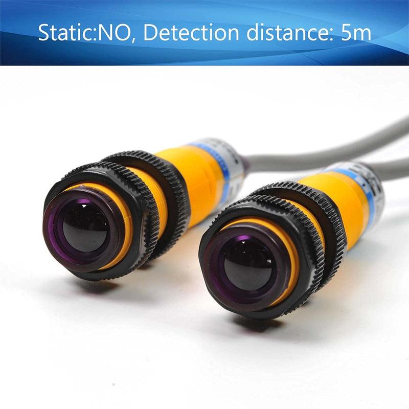 Fielect Photoelectric Sensors Through-Beam Detection Photoelectric Sensor Switch 200MA Detection Distance 5M 3/2 Wires E3F-5L+E3F-5DN1 2pcs Models : E3F-5L+E3F-5DN1