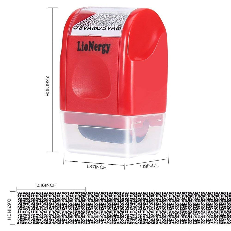 Identity Protection Roller Stamp LioNergy Wide Roller Identity Theft Prevention Security Stamp (Red Roller Stamp with 3 Refills)