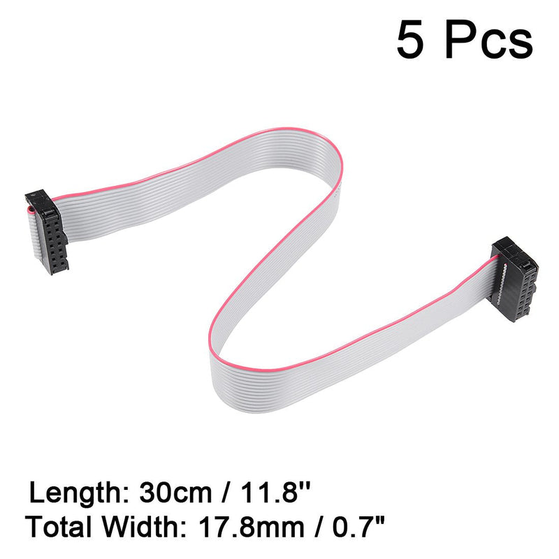 uxcell IDC 14 Pins Connector Flat Ribbon Cable Female Connector Length 30cm 2.54mm Pitch,5pcs