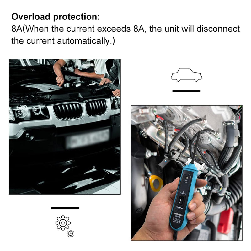 allsun 6-24Vdc Automotive Electric Circuit Tester Car System Diagnostic Repair Tool Test Light Continuity/Polarity of a Voltage, Cable Length 5m(16ft) Light & Buzzer EM285 GMEM285