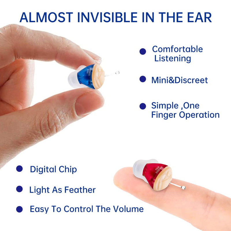 IncenSonic Hearing Amplifier Sound Amplifier with Digital Noise Reduction to Aid and Assist Hearing for Adults (Blue, Left) Blue