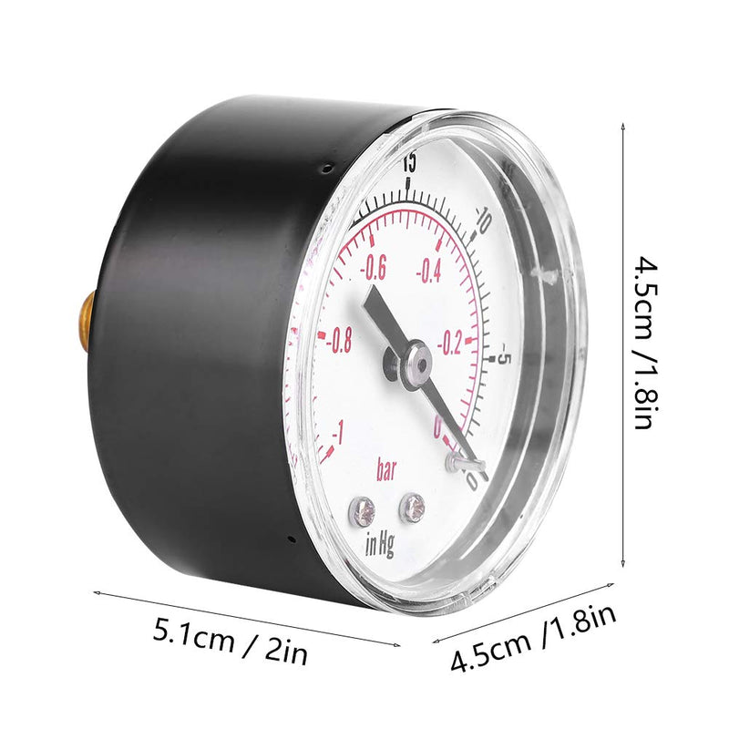 Dual Scale Vacuum Gauge 50mm Dial Indicator 1/8 BSPT Back Port -1-0bar -30-0inhg Gauge for measuring air, water, oil and gas