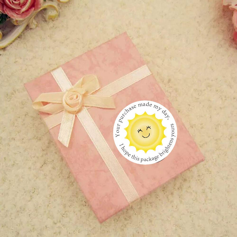 YOUOK Thank You Business Stickers - Round Yellow Sunshine Smile Face Gift Wrap Stickers for Shopping Bags/Packages/mailing Boxes, Shipping Stickers - 2 Inch 500 Total Labels