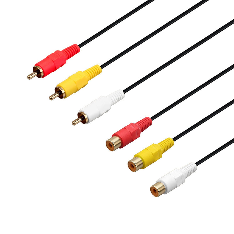 RCA Extension Cable - Gold Plated 3 RCA Male to 3 RCA Female Audio Video Extension Cable 3RCA Male to Female Audio Composite Extension Video Cable DVD CD AV TV (15ft/4.5m) 15ft/4.5m