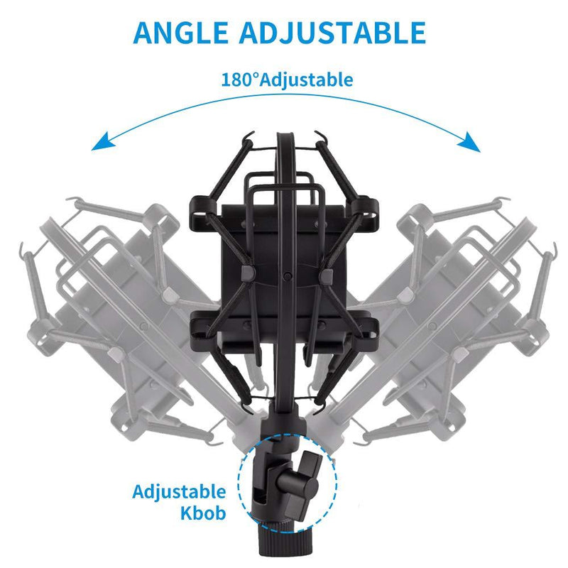 LYRCRO Microphone Shock Mount, Mic Anti-Vibration Suspension Shock Mount Holder Clip for 44mm-49mm Diameter Condenser Mic