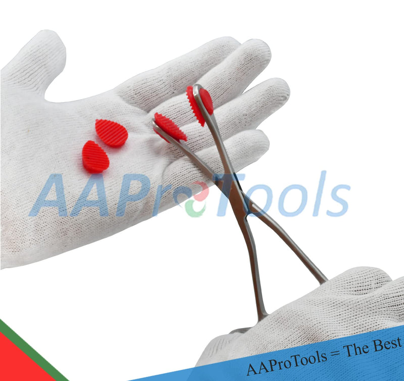 AAProTools Young Tongue Seizing Forceps 6.5" Stainless Steel with Extra 2 Rubber Jaws