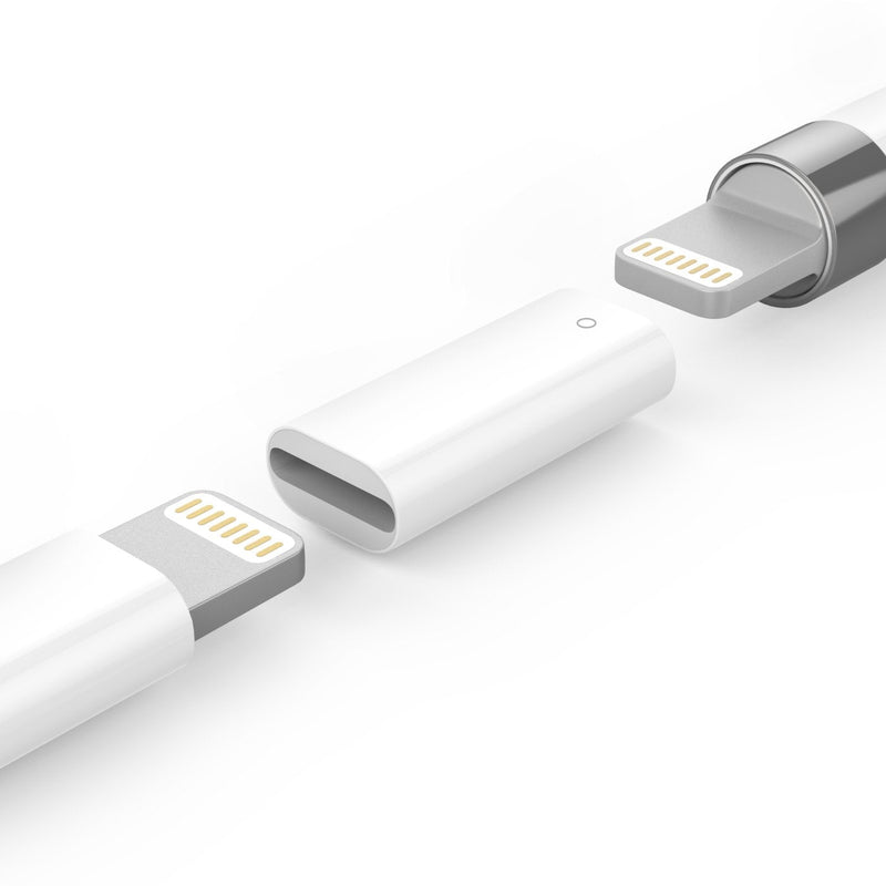 MoKo Charging Adapter Compatible with Apple Pencil 1st, Connector Charger Cable Compatible with iPad Air 3 / iPad Mini 5 2019 / iPad Pro 12.9 10.5 9.7 Pen Accessories, (2 Pack, White) White + white