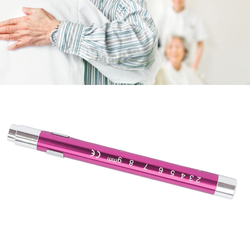 Pen Light with Pupillary Gauge, LED Penlight, Yellow Lighting, Concave Head, Aluminum Alloy, Medical Penlight with Pupil Gauge, for Ear, Nose, Throat (Purple) Purple
