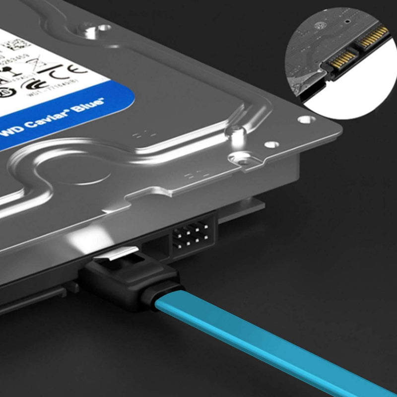 AYECEHI 6 Pack 90 Degree Right Angle SATA III 6.0 Gbps Cable (SATA 3 Cable) with Locking Latch Black - 12 Inches for SATA HDD, SSD, CD Driver, CD Writer (Blue) Blue