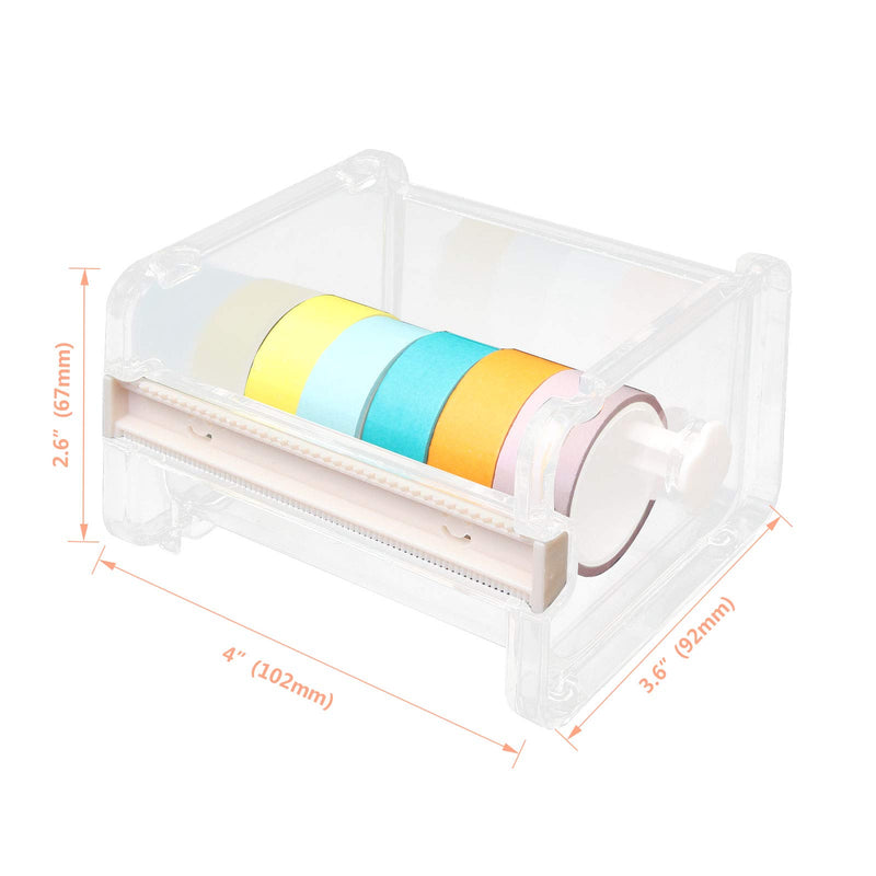 Washi Tape Holder, 6PCS Clear Roll Tape Holder Organizer, Perfect for Cutter Masking Tape in School, Office and Home for DIY(Clear)