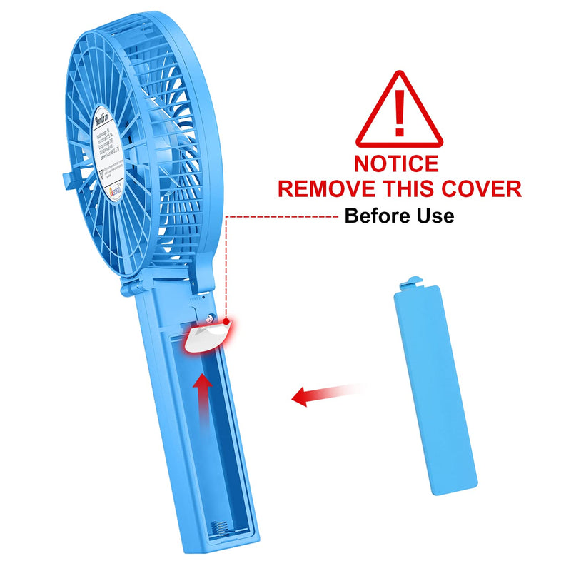 VersionTECH. Mini Handheld Fan, USB Desk Fan, Small Personal Portable Table Fan with USB Rechargeable Battery Operated Cooling Folding Electric Fan for Travel Office Room Household Blue