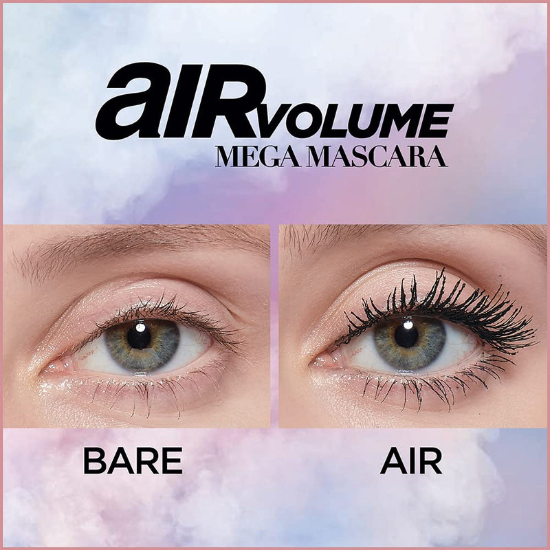 L'Oreal Paris Lightweight Mega Volume Washable Mascara Black, Washable Black, 0.3 Fl Oz