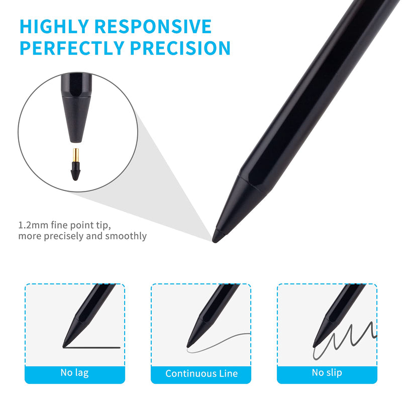 iPad Pencil 8 Generation,2021 Newest Pencil Stylus Compatible with Apple Pencil for 10.2" iPad 8 Generation Pen Palm Rejection 1.5mm Fine Tip Drawing and Sketching Stylus Pencil,Black
