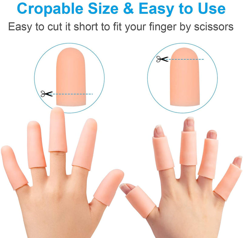 Sumifun Finger Covers, 10 Packs of Finger Sleeves Protector for Nails, Fingertips, Scald, Finger Pain Relief, Finger Tubes for Crafting, Basketball, Volleyball, Gardening Black