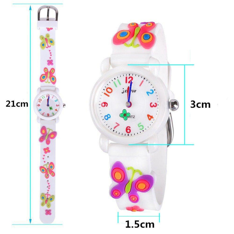 Kids Gift Cartoon Waterproof Watches Toys for Boys Girls - Best Gifts Butterfly White
