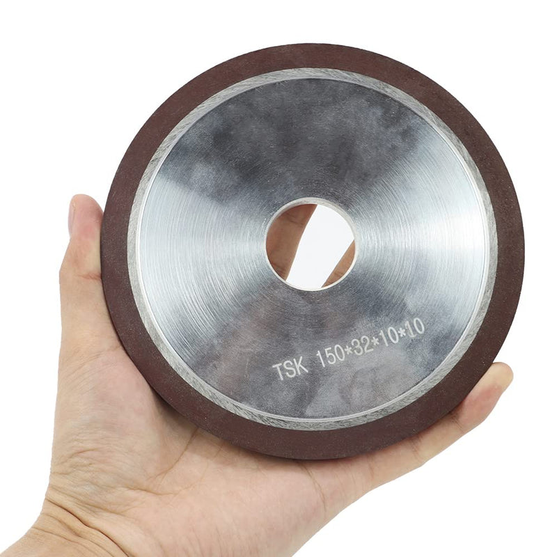 6 Inch 150 Grit Flat Resin Bonded Diamond Grinding Wheel for Carbide Metal,Concentration 75%,Thickness: 10mm,1 Pack