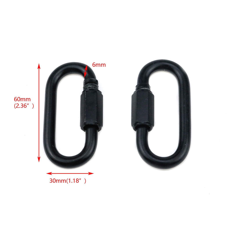 Quluxe Heavy Duty D Shape Chain Locking, M6 6MM Chain Quick Link Connector- Black (Pack of 6)