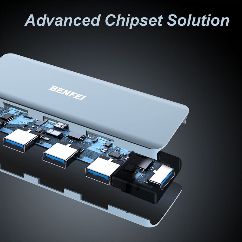 4-Port USB 3.0 Hub, Benfei Ultra-Slim USB 3.0 Hub Compatible for MacBook, Mac Pro, Mac Mini, iMac, Surface Pro, XPS, PC, Flash Drive, Mobile HDD