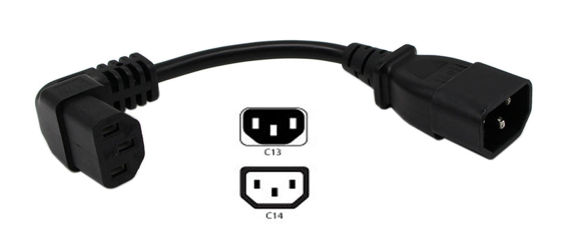 Cerrxian 16cm IEC 320 90 Degree C13 3 Pin Female to C14 3 Pin Male PDU Power Supply Extension Cord for Computer LED HDTV Monitor and Scanner