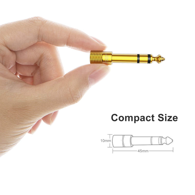 CableCreation [5-Pack] 6.35mm 1/4 inch Male to 3.5mm 1/8 inch Female Stereo Audio Adapter Gold Plated Compatible with Headphone, iPod, Receiver, Guitar, Mixing Console,Home Theather & More 5-Pack