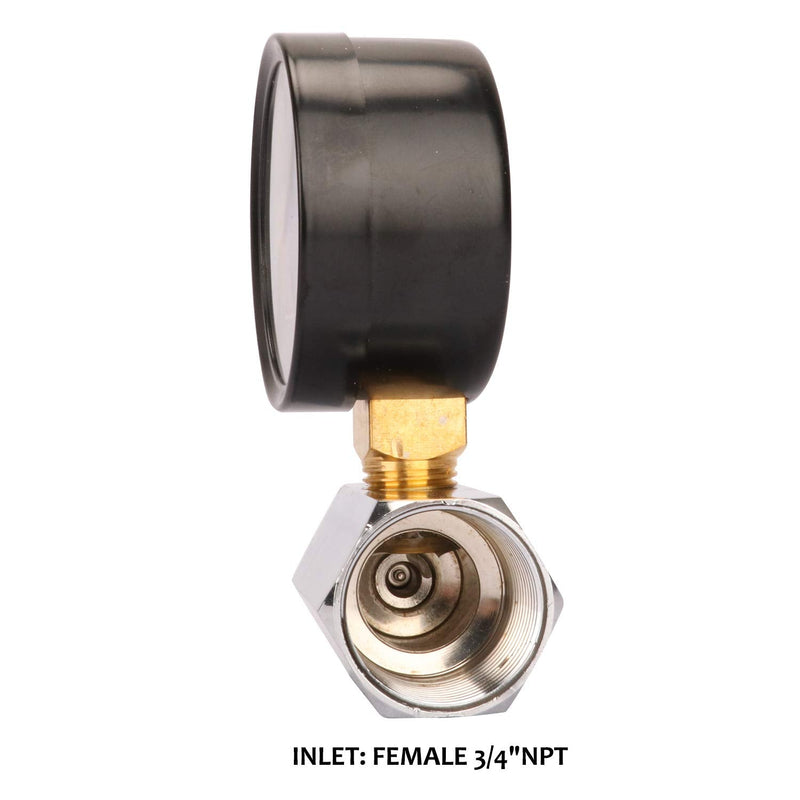 MEASUREMAN 2" Steel Gas Pressure Test Gauge Assembly, 3/4" FNPT Connection, 0-30psi, +/-3-2-3% Accuracy Chrome body