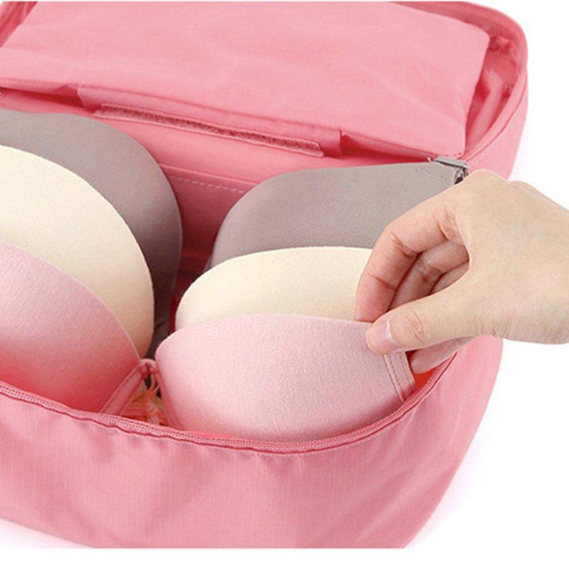 Xiaolanwelc Waterproof Portable Travel Bra Underwear Organizer Bag Lingerie Toiletry Wash Storage Case (Pink)