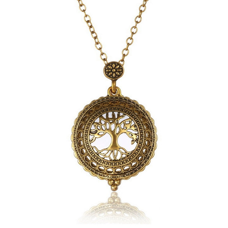 Sherry Magnifiers 5X Antique Hanging Magnifier Hollow Out Necklace Pendant Map Reading Magnifying Glass (Gold 02) Gold 02