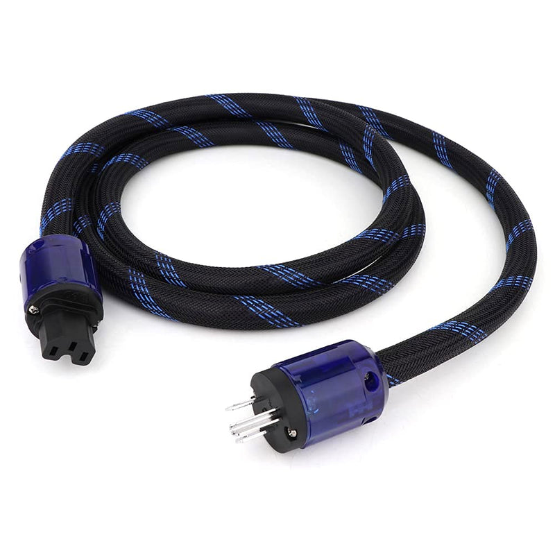 Monosaudio HiFi Audio AC Power Cable, Power Cord with 3-Prong US Version Rhodium Plated Plugs, 12AWG Audiophile Power Cord 125V 15A, Braided Sleeves Power Line (4.9FT/1.5M) 4.9FT/1.5M