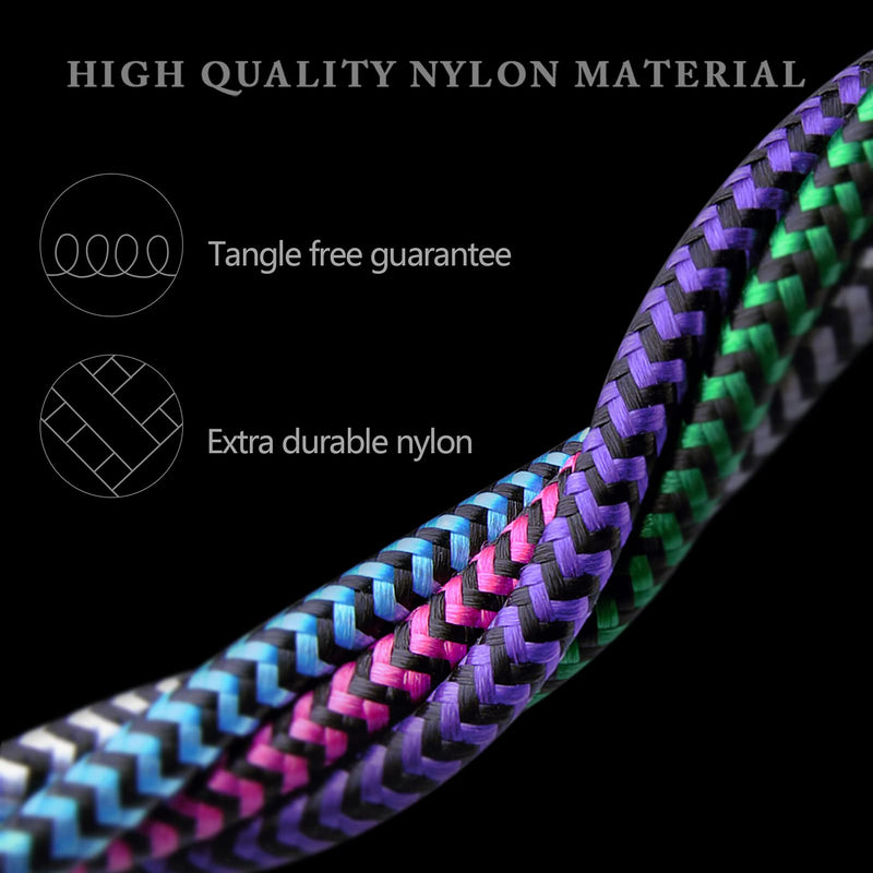 iPhone Charger [3/6/10ft], 3Pack Long Braided Cables, Fast Charging Power Charger Cords for iPhone 12 Pro Max/SE/11/11 Pro/11Pro Max/XS/XR/8/7/6S Plus, iPad Mini, iPro Air, Touch USB Lightning Wire 3Pack- Blue/3Ft, Purple/6Ft, Pink/10Ft
