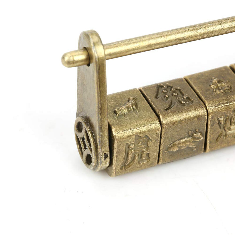 Retro Zinc Vintage Antique Chinese Old Jewelry Code Password Lock Padlock Lock Jewelry Box Padlock Hardware