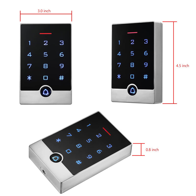Security Door Access Control Keypad, ID Keypad with ID Key Fobs, Stand-Alone Keypad, Door Lock Keypad Controller, for Gate Opener, Entry Gate Keypad, Zinc Alloy Metal, Waterproof