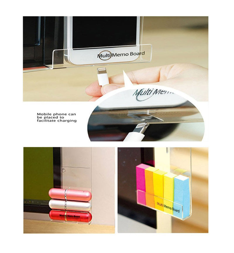 LRZCGB Monitor Memo Board,Acrylic Monitor Sticky Note Holder Transparent Monitor Message Board Reminder for Computer Monitors Screen (Left&Right&200 Pcs Sticky Notes in One Set) Left&right